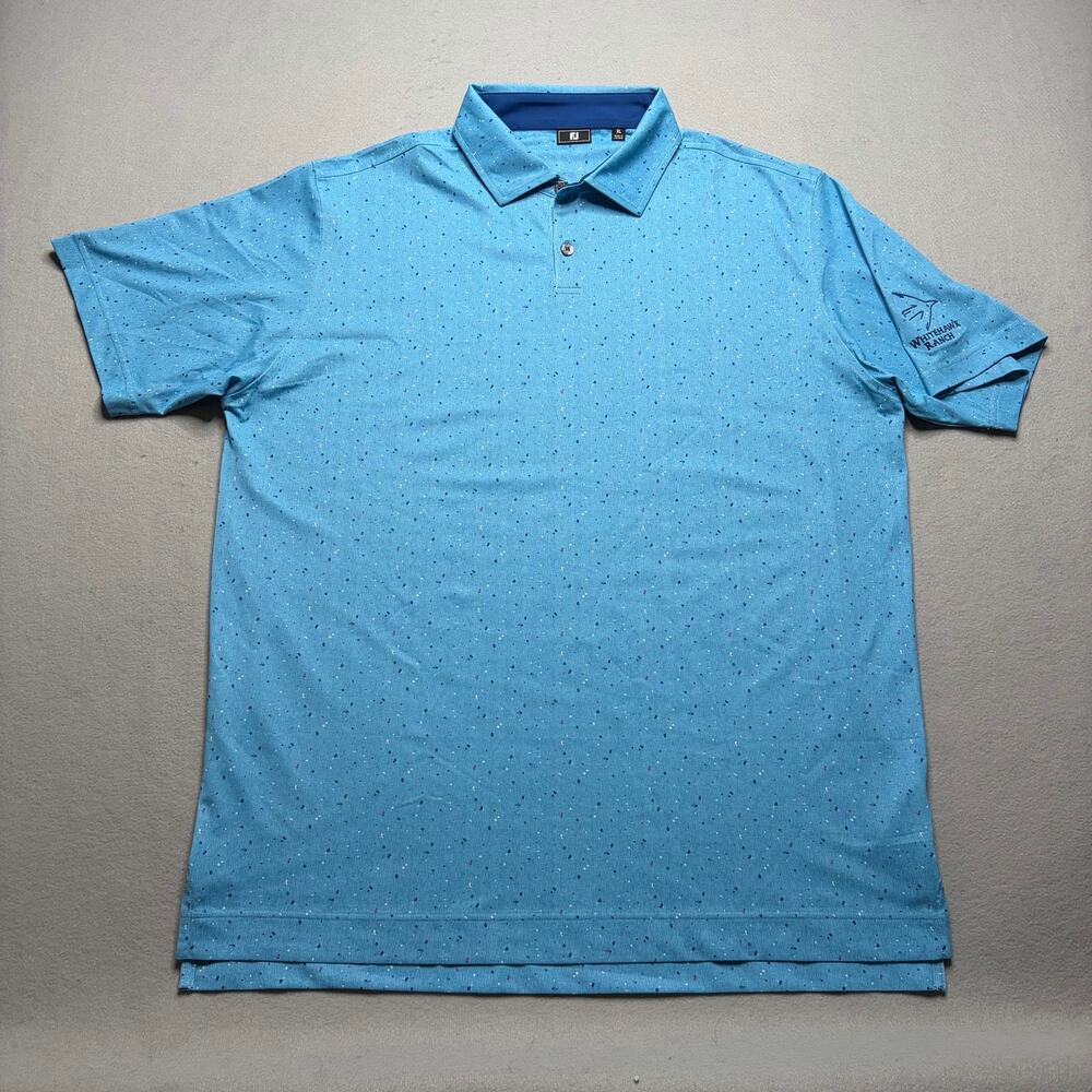 FootJoy FJ Whitehawk Ranch Golf Polo Shirt Men’s XL Blue Speckled Performance
